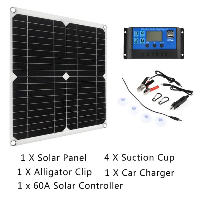 Enagua Mart 200W Solar Panel Kit - With 60A Controller, DC 18V Portable Solar Power Charger for Battery Camping, Car, Boat, RV