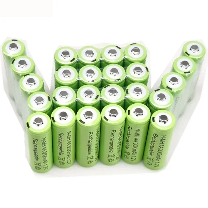 Enagua Mart 3000mAh AA Ni-MH Rechargeable Battery - 1.2V High-Capacity Green Batteries for Solar Lamps and Flashlights