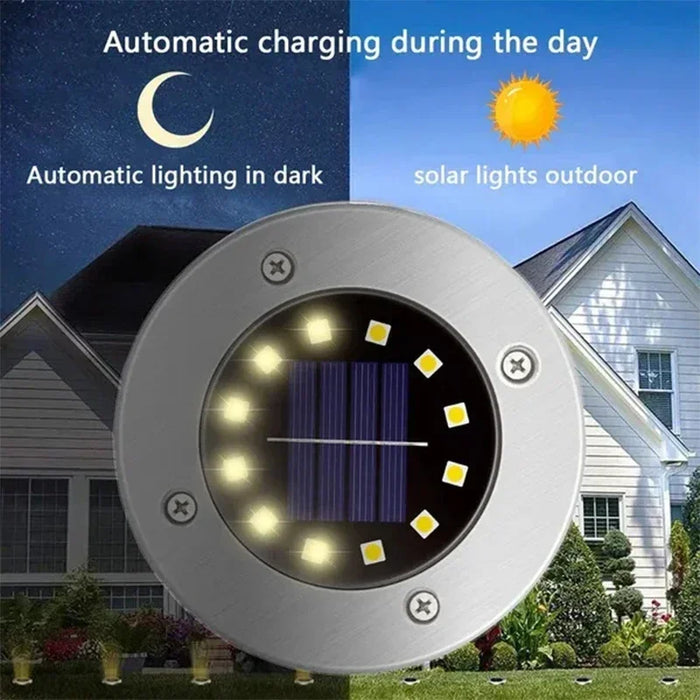 Enagua Mart 8 LED Solar Power Disk Light - Outdoor Garden Solar Underground Spotlight for Deck Decoration