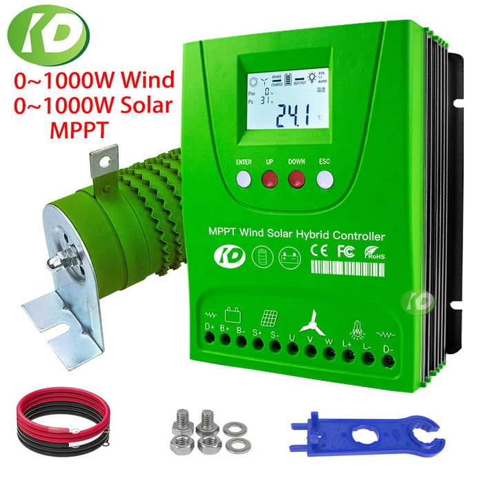 Enagua Mart 1600W Wind Solar Hybrid Controller - MPPT, Lithium, Lead Acid, Gel Battery Compatible