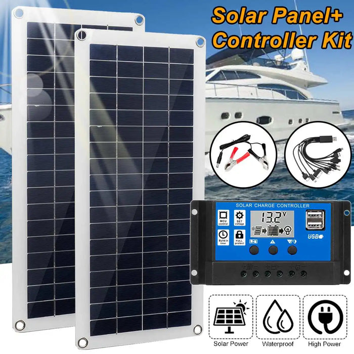 Enagua Mart 40W 12V Solar Panel Kit - Dual USB, 60A/100A Battery Charger Controller for Camping, RV, and Boats