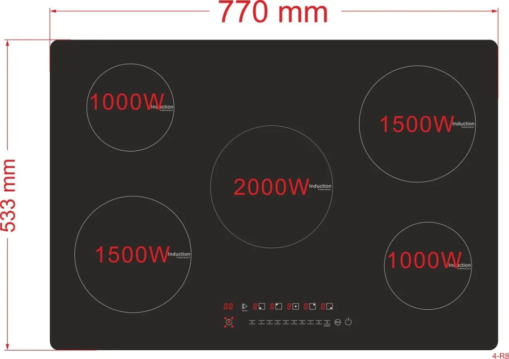 Enagua Mart Multi-Burner Induction Cooktop - 3, 4, or 5 Zone Hob Design for Home and Commercial Kitchens