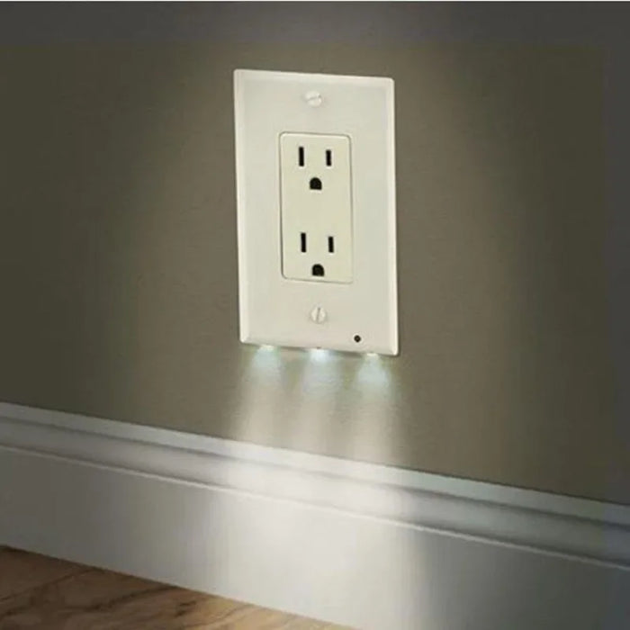 Enagua Mart Duplex Electrical Outlet with LED Night Lights - Modern Wall Plate with Auto On/Off Sensor