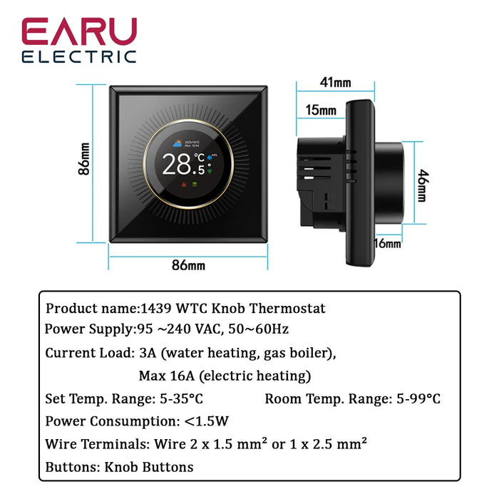 Enagua Mart Tuya WiFi Smart Knob Thermostat - Programmable Temperature Controller for Floor Heating, Water, and Gas Boilers