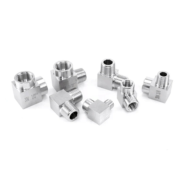 Enagua Mart Stainless Steel High-Pressure Elbow Pipe Fitting Connector - Metric Female/Male Thread (M8, M10, M12, M14, M16, M18, M20)