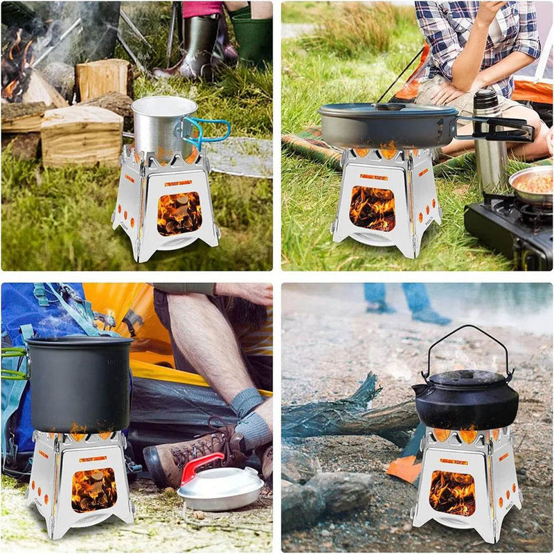 Enagua Mart Portable Camping Wood Stove - Lightweight Folding Firewood Stove for Outdoor Cooking, Hiking, and BBQ - Enagua Mart