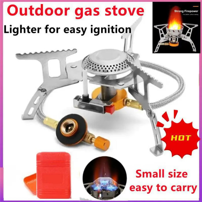 Enagua Mart Windproof Camping Gas Stove - Portable Outdoor Burner with Strong Firepower for Hiking, Picnic, and Tourism Cooking