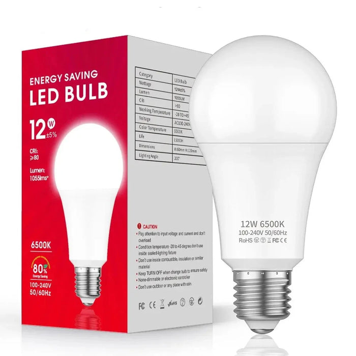 Enagua Mart A19 LED Light Bulb - 6500K Energy-Saving Eye-Protecting Bulb for Home Lighting (E26/E27 Base)