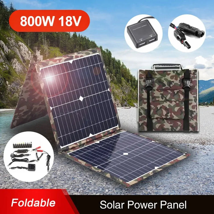 Enagua Mart 800W Foldable Solar Panel Kit - Complete Camping Power Station, Portable Generator Charger for Car, Boat, Caravan