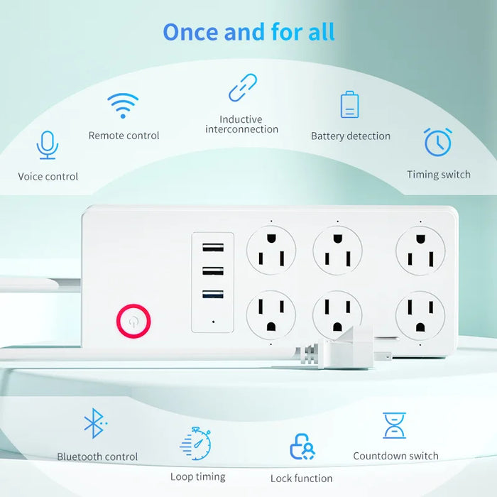 Enagua Mart Tuya US Power Strip - WiFi Smart Socket with Power Monitor & USB Port