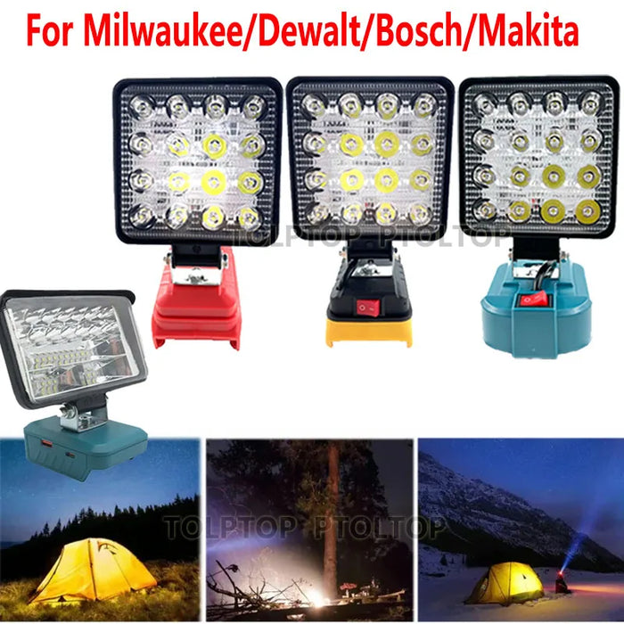 Enagua Mart LED Flashlight Flood Light - Compatible with Makita, DeWalt, Milwaukee, Bosch 18V Li-Ion Batteries