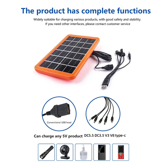 Enagua Mart 3W Portable Solar Panel - USB Charge for Phone Charging, Outdoor Hiking, Camping, Home Mobile Power Supply Bank, 6V Solar Plate