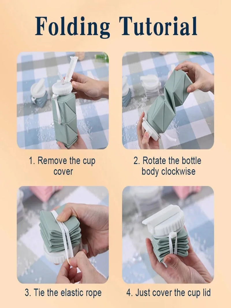 Enagua Mart 620ml Collapsible Water Bottle - Leakproof Silicone Bottle for Gym, Hiking, and Camping