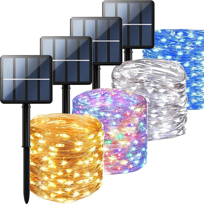 Enagua Mart 102M-52M-32M Solar LED Festoon Lights - Outdoor Waterproof Garland String Lights for Street, Wedding, Party Decor