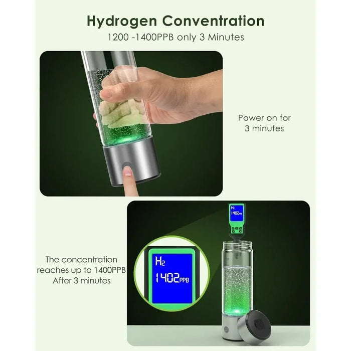 Enagua Mart Hydrogen Water Bottle - 3-Minute Rapid Hydrogen Water Generator With SPE & PEM Technology