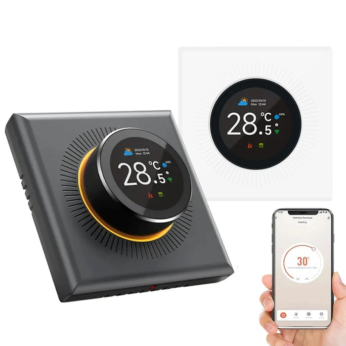 Enagua Mart Tuya WiFi Smart Knob Thermostat - Programmable Temperature Controller for Floor Heating, Water, and Gas Boilers