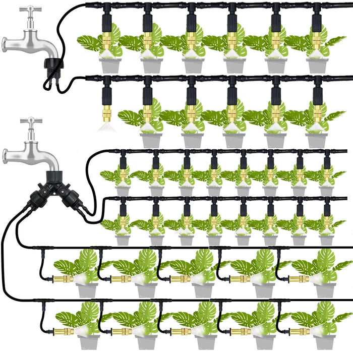 Enagua Mart 5M-30M Outdoor Misting Cooling System - Garden Irrigation with 1/4" Brass Atomizer Nozzles & 4.7mm Hose for Patio and Greenhouse