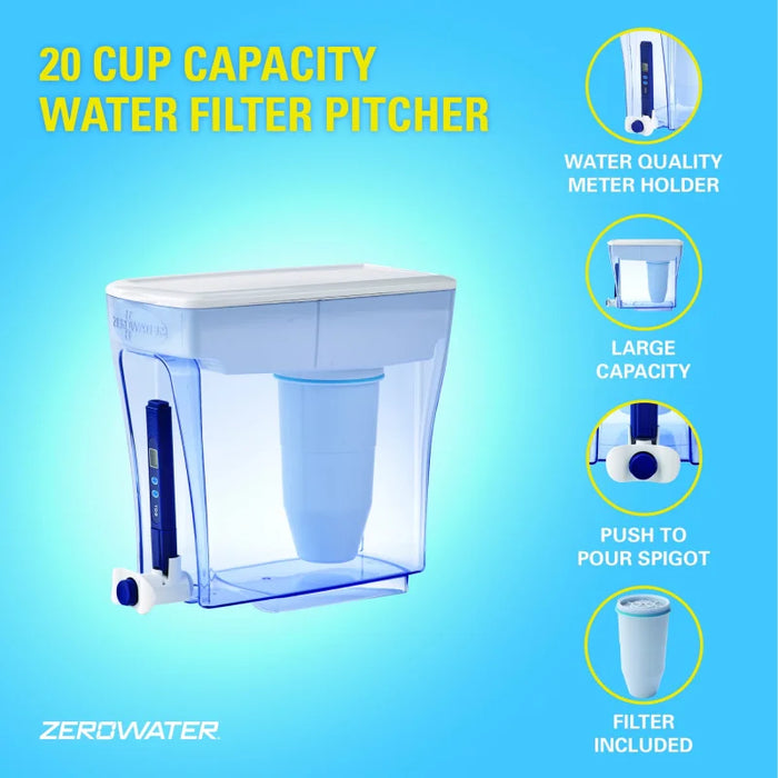 Enagua Mart 20-Cup Ready-Pour® Dispenser with Quality Meter - Blue (Model ZD-20RP-N)