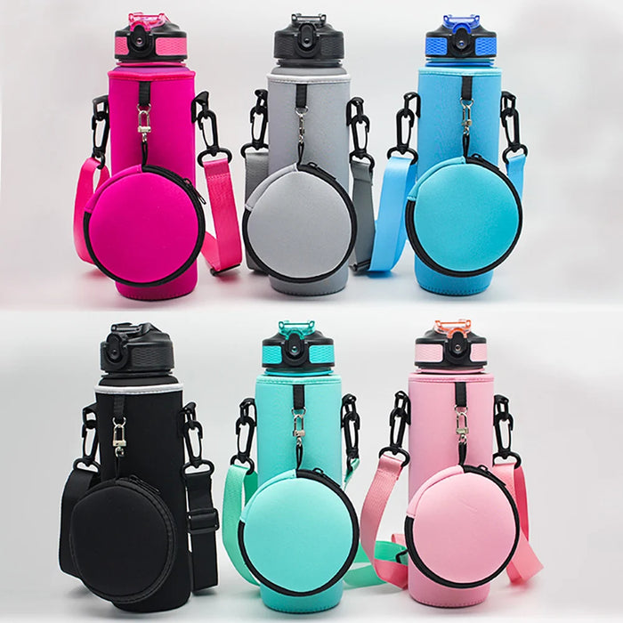 Enagua Mart 1000ml Sports Bottle Case with Adjustable Shoulder Strap - Neoprene Insulated Water Bottle Carrier