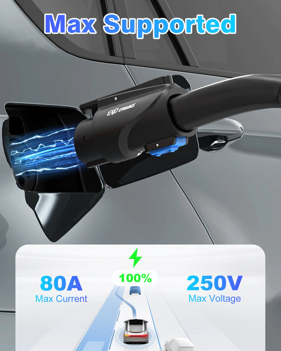 Enagua Mart Tesla to J1772 Charging Adapter - 80A 250V Compatible with High-Powered Mobile Connectors