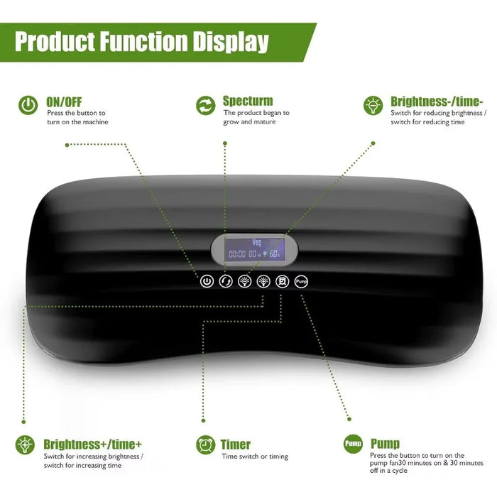 Enagua Mart Indoor Hydroponics Growing System - 12 Pods with Remote Control & Auto LED Grow Light