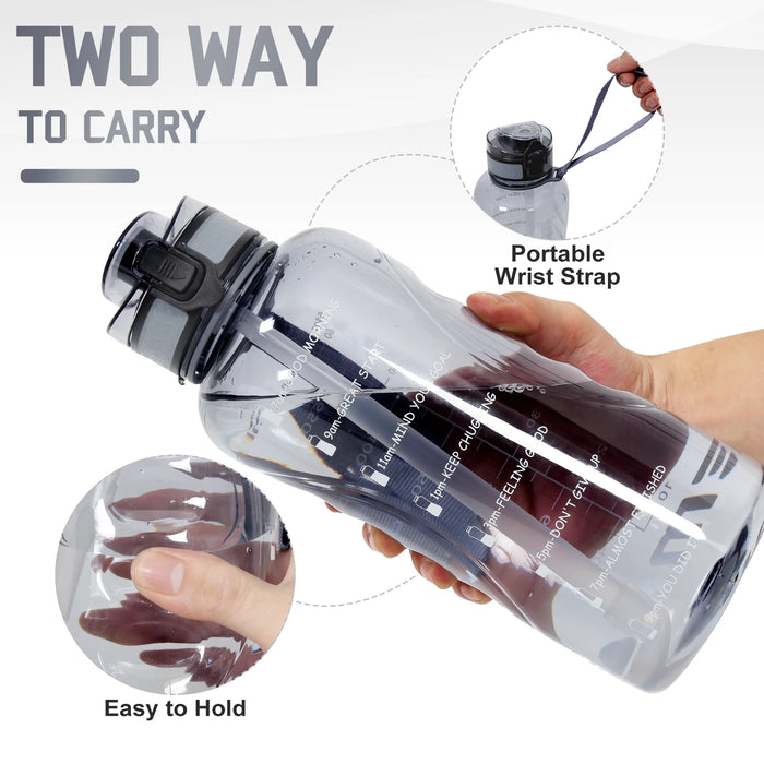 Enagua Mart 2000ml Water Bottle - Large Capacity Motivational BPA-Free, Leak-Proof Lid, Drink Jugs with Time Marker for Sports, Gym, Outdoor