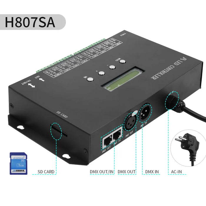 Enagua Mart ArtNet DMX to SPI LED Pixel Controller - 8/4 Port with SD Card for WS2811/WS2812B/WS2815 Strips