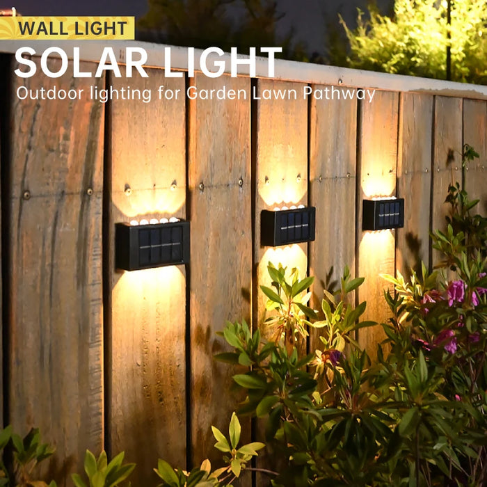 Enagua Mart 10/8/6/4/2 LED Solar Wall Lamp - Outdoor Waterproof Up and Down Lighting for Garden and Fence Decoration