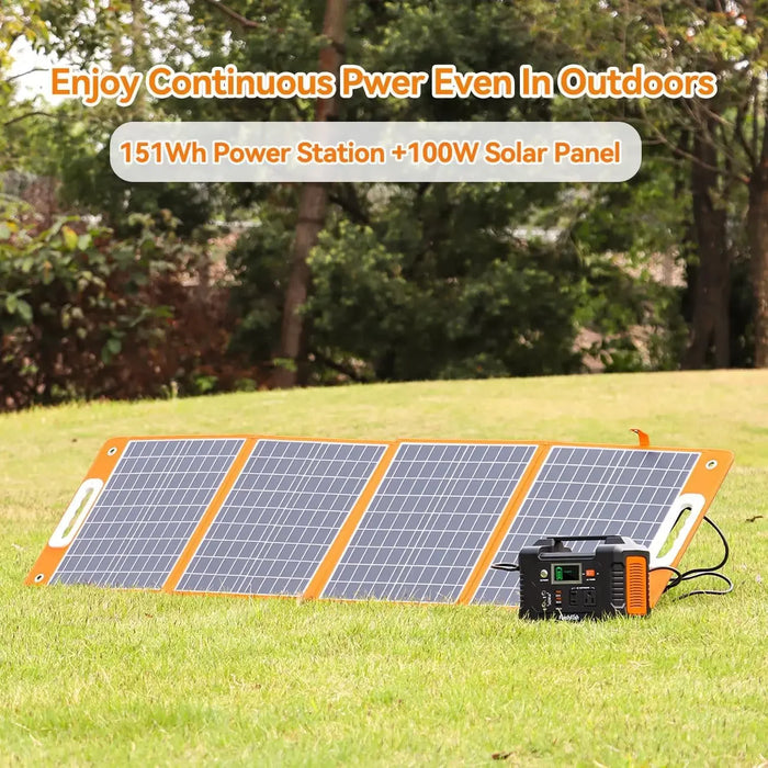 Enagua Mart Solar Generator with Solar Panel Included - Flashfish 200W Power Station with 100W Foldable Solar Panel