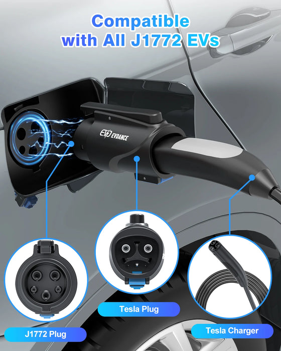 Enagua Mart Tesla to J1772 Charging Adapter - 80A 250V Compatible with High-Powered Mobile Connectors