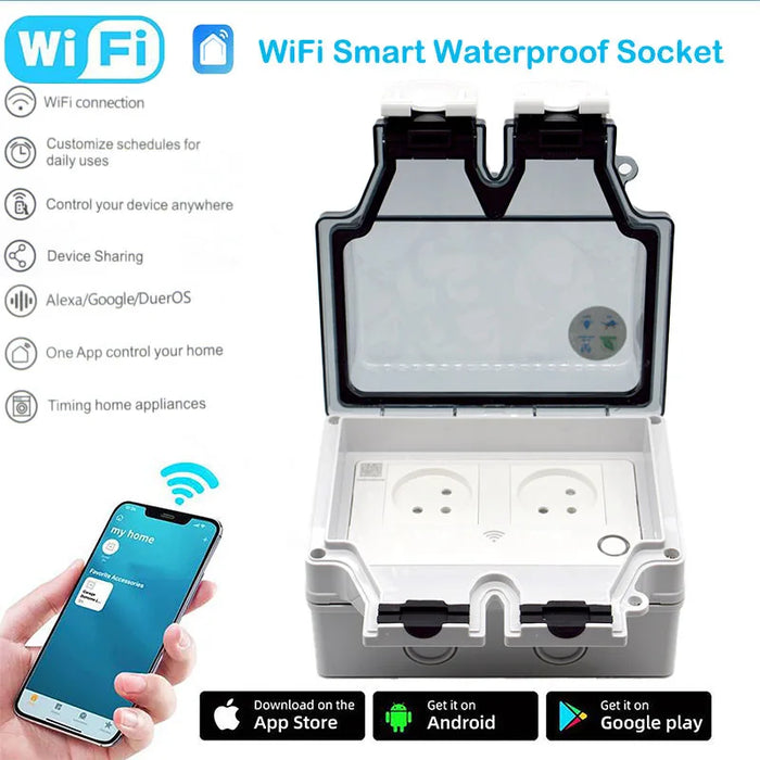 Enagua Mart 16A Smart Socket - IP66 Waterproof Plug for Outdoor Use with Tuya Smart Life