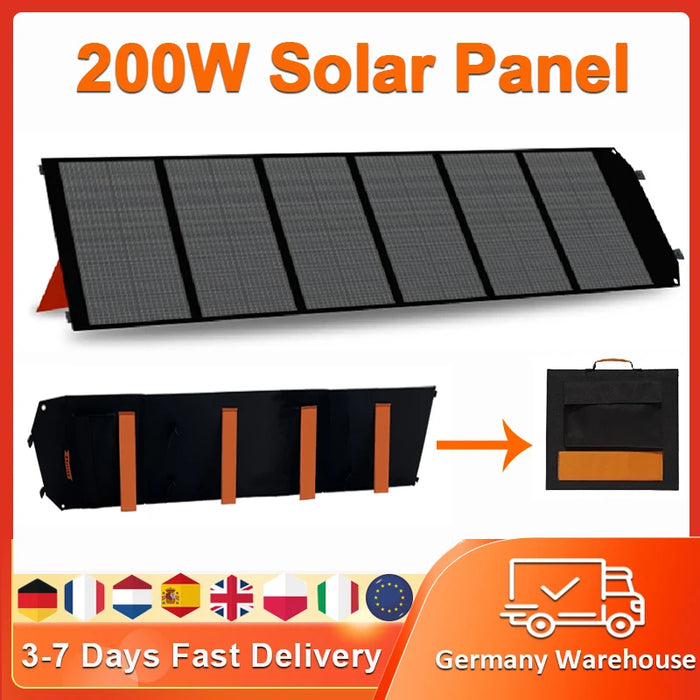 Enagua Mart 200W Foldable Solar Panel - 18V 11.1A USB Portable Solar Charging Panel for Outdoor Tourism and Camping