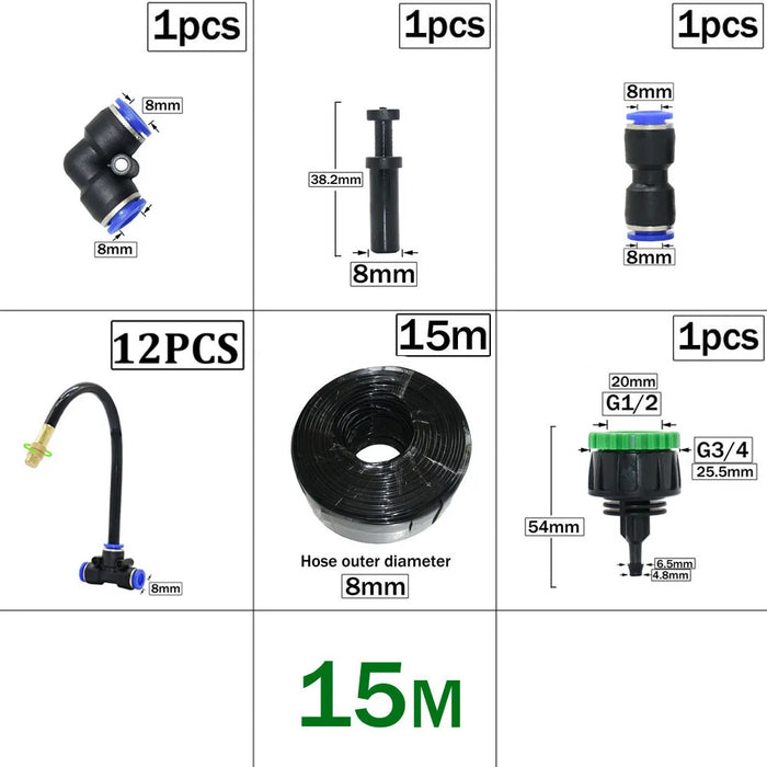 Enagua Mart Outdoor Misting Cooling System - DIY Garden Irrigation with Brass Atomizer Nozzles