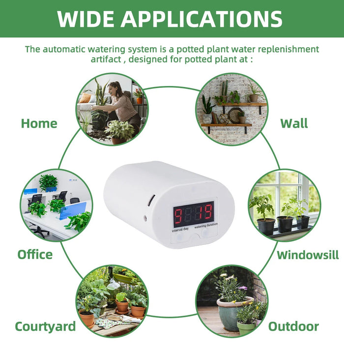 Enagua Mart Automatic Plant Watering Pump - Drip Irrigation System with Timer (2/4/8/16 Heads)