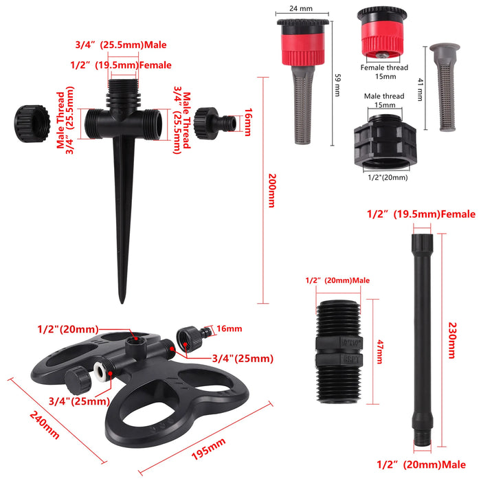 Enagua Mart Adjustable Pop-Up Sprinkler with Bracket - 0°-360° Adjustable Nozzle for Lawn & Farm Watering