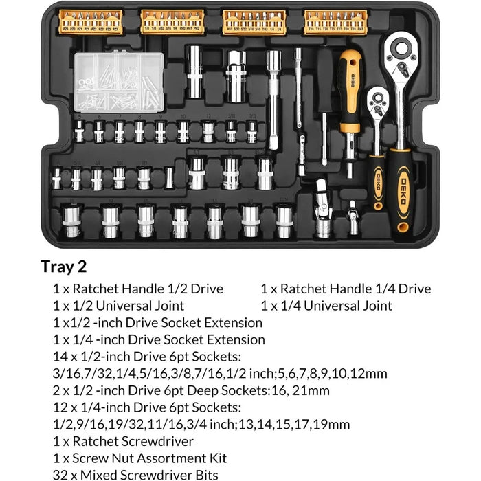 Enagua Mart Dekopro 258-Piece Tool Kit – Rolling Tool Box With Mechanic Case