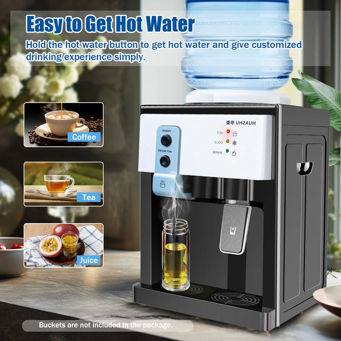 Enagua Mart 5-Gallon Countertop Water Cooler Dispenser - Top Loading Hot and Ice Cold Drinking Machine for Office and Bedroom