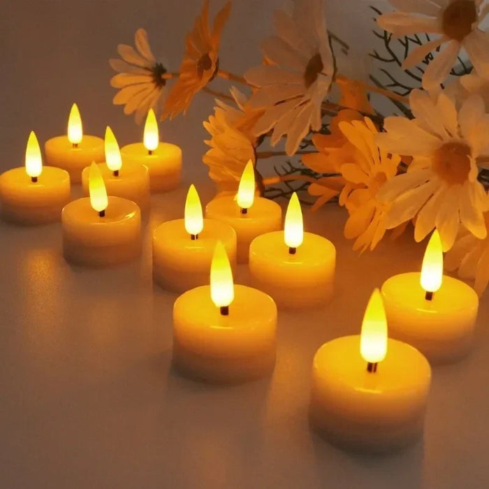 Enagua Mart LED Flameless Flickering Tea Lights - Battery Operated for Wedding, Anniversary Decor