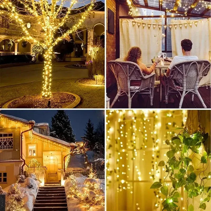 Enagua Mart Fairy Solar Garden Lights - Waterproof Copper Wire String Lights for Patio, Yard, Trees