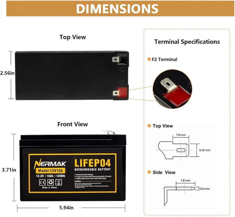 Enagua Mart 2-Pack 12V 10Ah Lithium-Ion LiFePO4 Deep Cycle Battery - 2000 Cycles for Solar, Wind Power, UPS, Scooters