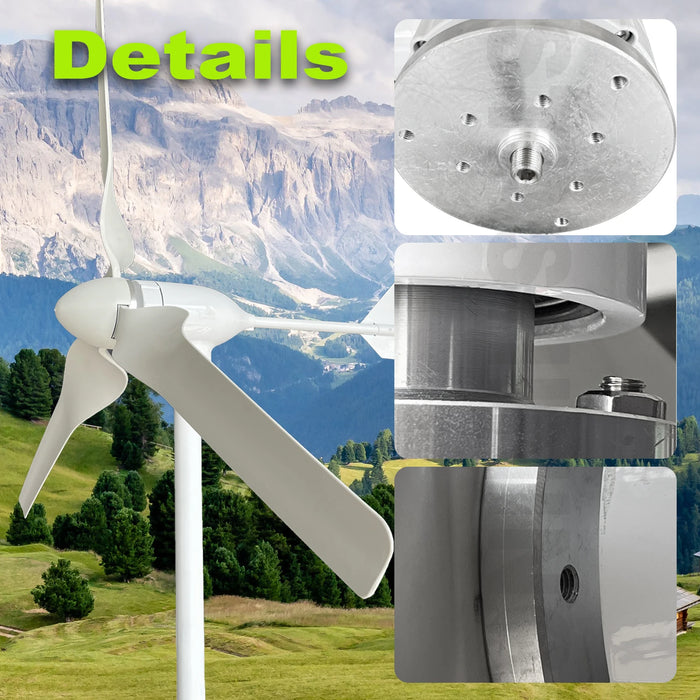 Enagua Mart 4000W Horizontal Wind Turbine Generator - Hybrid Solar Wind Power System for Home Use with MPPT Charger