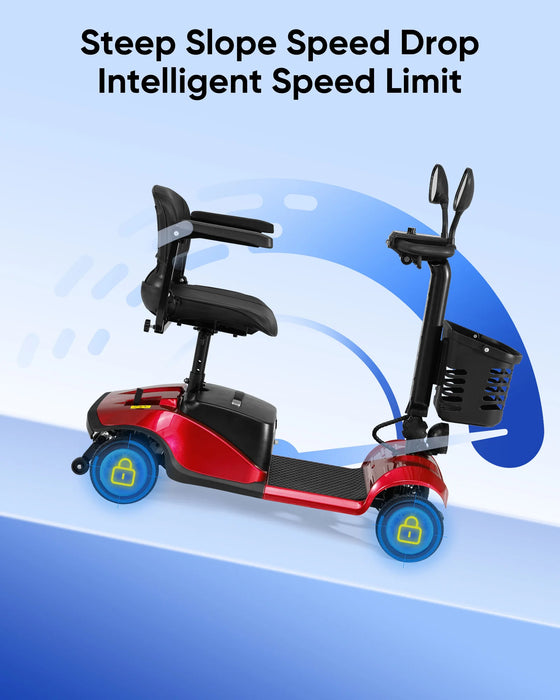 Enagua Mart 4-Wheels Electric Mobility Scooter - Foldable for Adults, Elderly, & Disabled