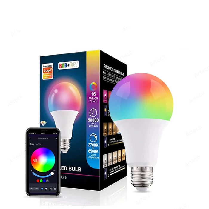 Enagua Mart Bluetooth Smart LED Bulb - 15W RGB Dimmable Spotlight, Works with Tuya Smart Home