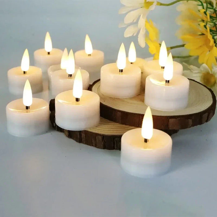 Enagua Mart LED Flameless Flickering Tea Lights - Battery Operated for Wedding, Anniversary Decor