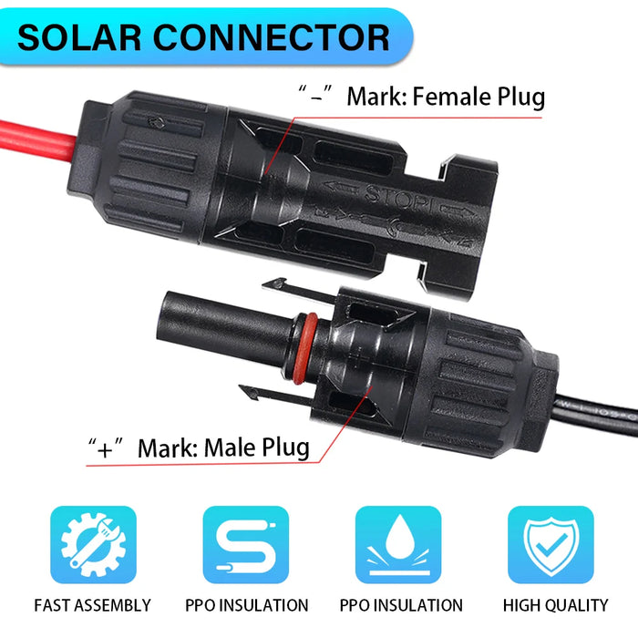 Enagua Mart 4-in-1 Solar Panel Connector Extension Cable Splitter - 12AWG Power Cord Adapter Power Plug for XT60/DC5521/DC7909 Charging Cable