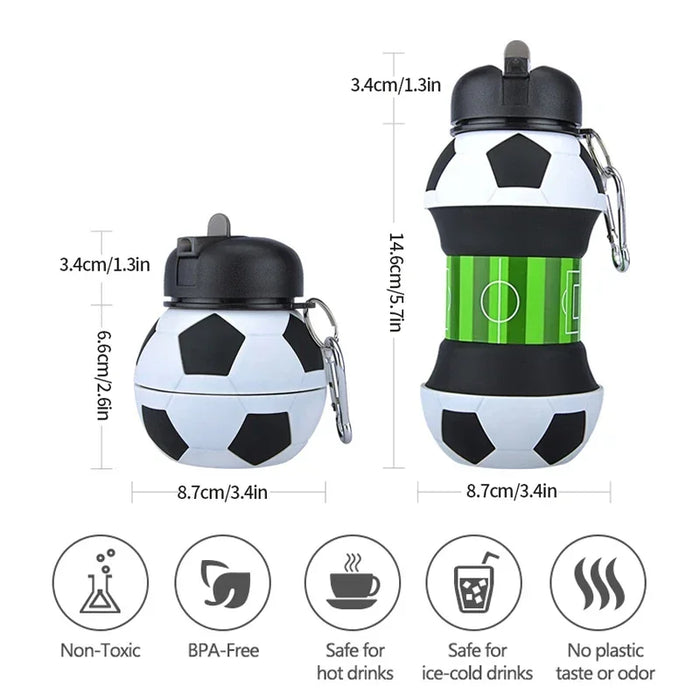 Enagua Mart Foldable Silicone Water Bottle - Sports Bottle for Football and Basketball