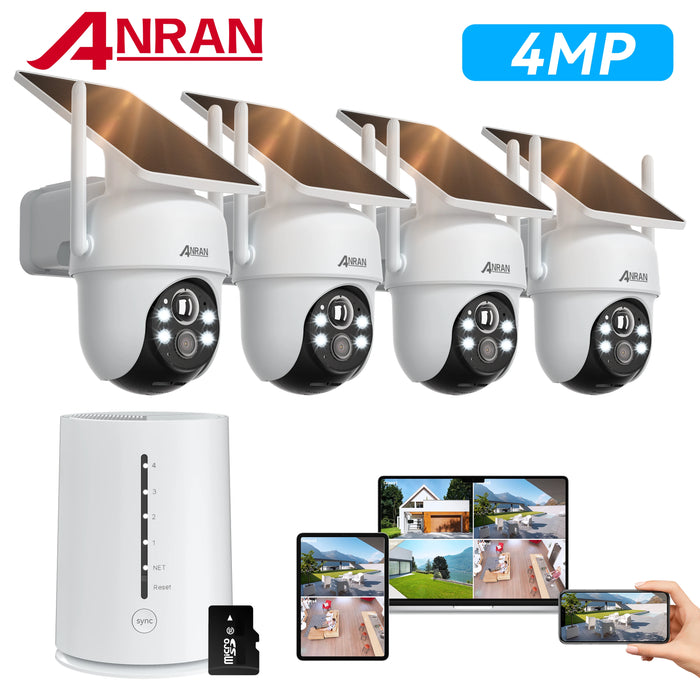 Enagua Mart Anran 2K 4MP Solar Wireless Security Camera System - Outdoor WiFi Camera with Rechargeable Battery