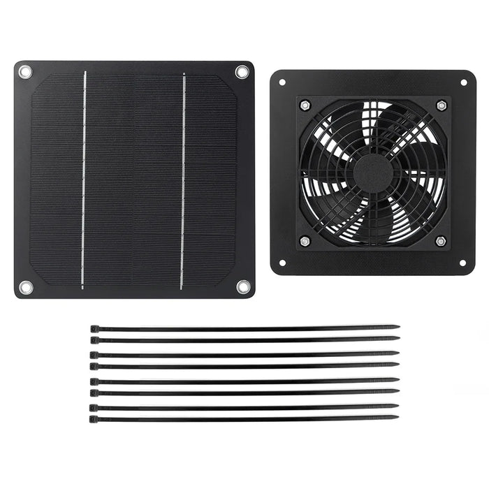 Enagua Mart Solar Panel Exhaust Fan - 15W Air Extractor for Dog House, Chicken House, and Greenhouse Ventilation