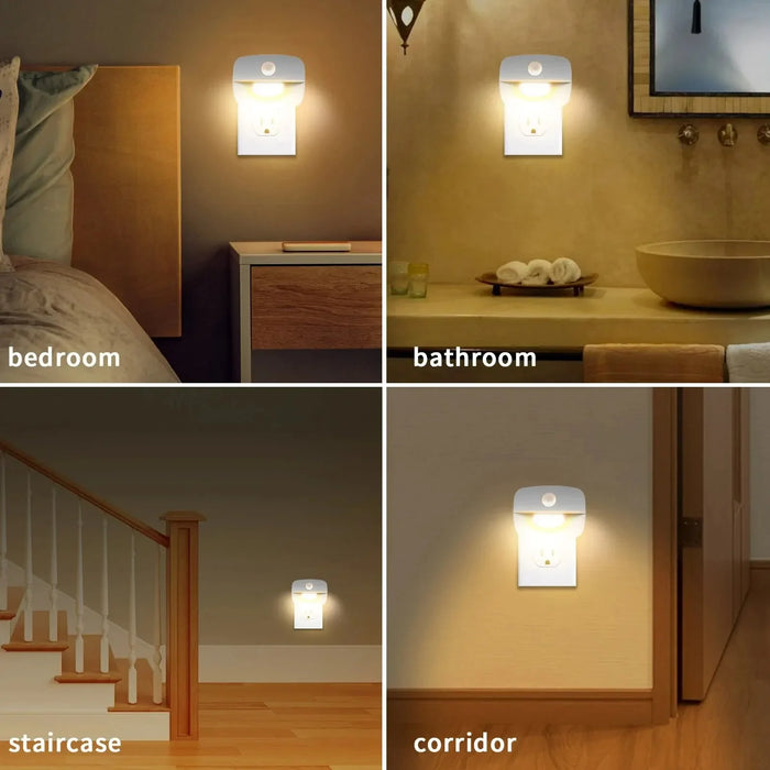 Enagua Mart LED Night Light with Motion Sensor - Plug-In Dimmable Lamp for Bedroom, Hallway, and Kitchen (EU/US Plug)