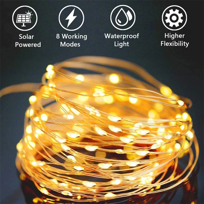 Enagua Mart 102M-52M-32M Solar LED Festoon Lights - Outdoor Waterproof Garland String Lights for Street, Wedding, Party Decor